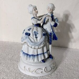 Vintage Porcelain  French Colonial Couple Dancing Music Box